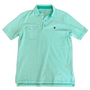 Southern Proper Mens Polo Shirt Small Green White Striped Cotton Preppy Golf